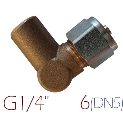 Złączka do rury PCV Ø6 / G1/4 / 90º Złączka do rury PCV Ø6 / G1/4 / 90º